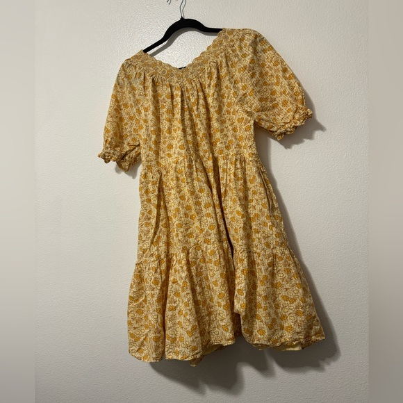 Madewell women’s cottage core 100% cotton summer floral mini dress small yellow - Picture 5 of 5